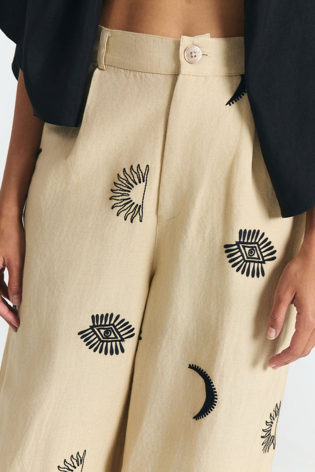 Randa Pants Embroidered Beige