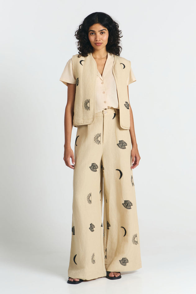 Randa Pants Embroidered Beige