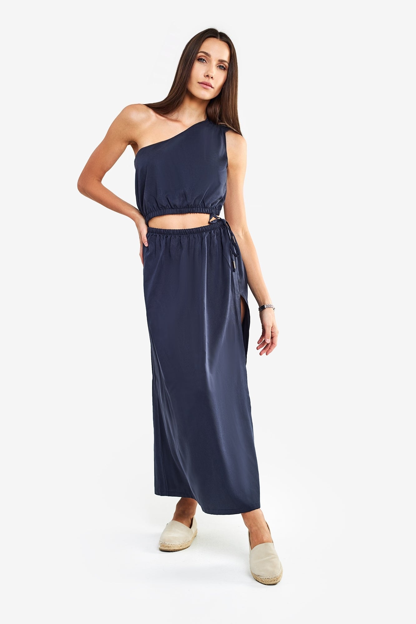 Milo Asymmetric Dress Navy Blue