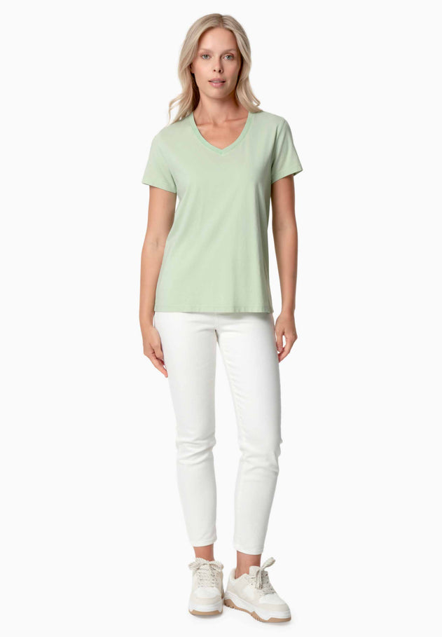 Tessa Basic V-Neck T-Shirt Foam Green