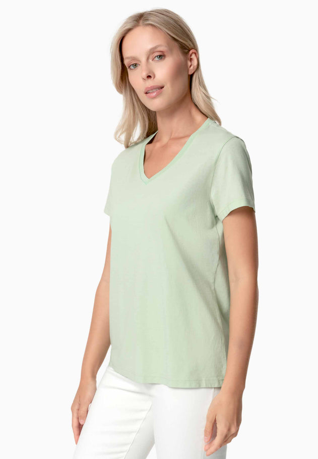 Tessa Basic V-Neck T-Shirt Foam Green