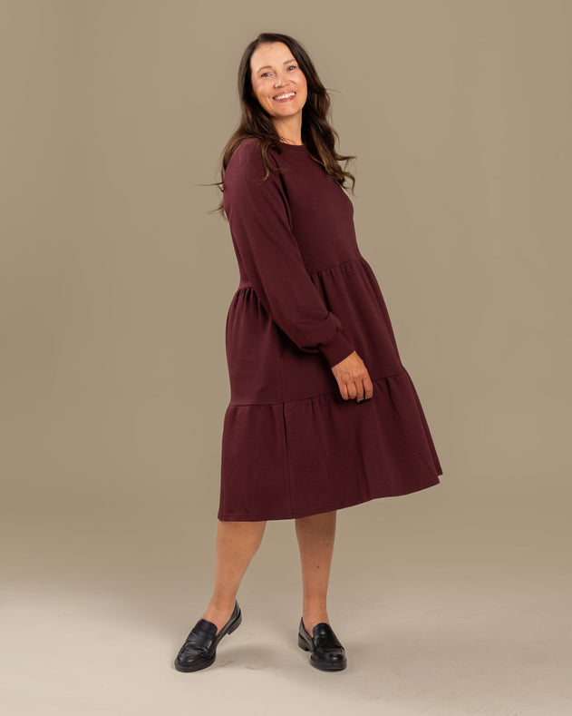 Long Sleeved Dress Burgundy
