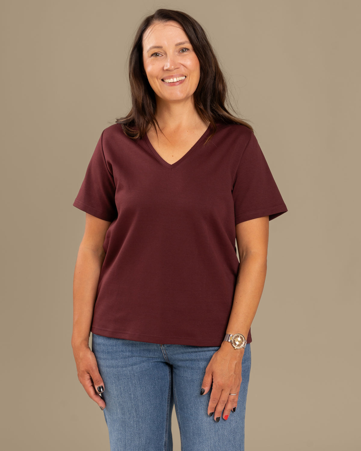 V-Neck T-Shirt Burgundy