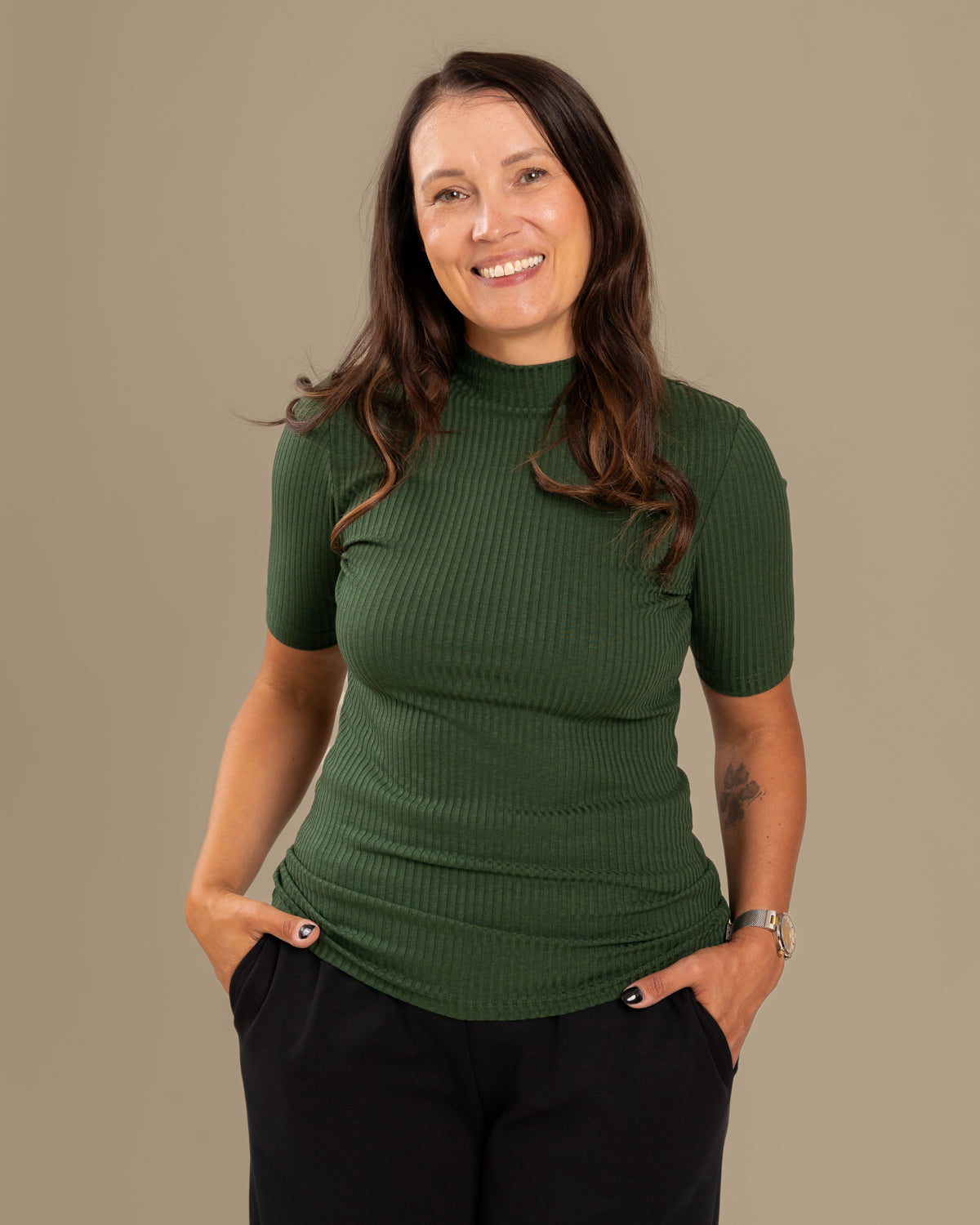 Ribbed T-Shirt Forest Green