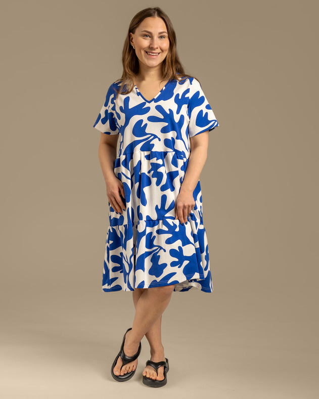 V-Neck Midi Dress Como Blue