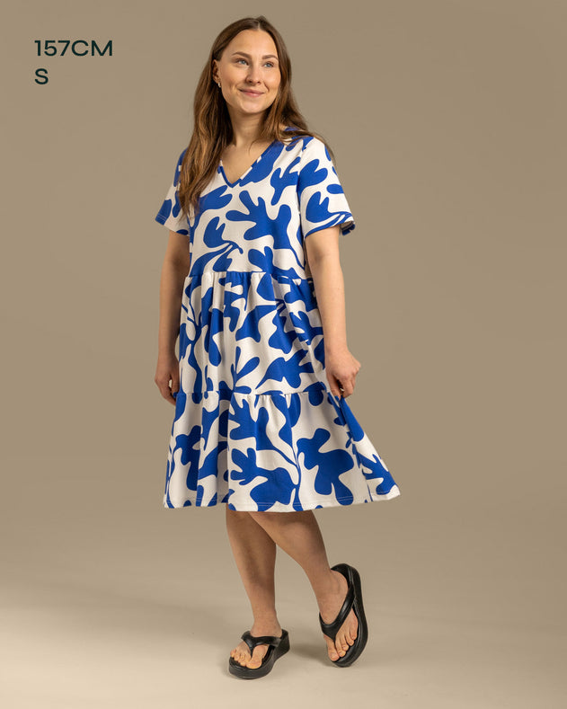 V-Neck Midi Dress Como Blue