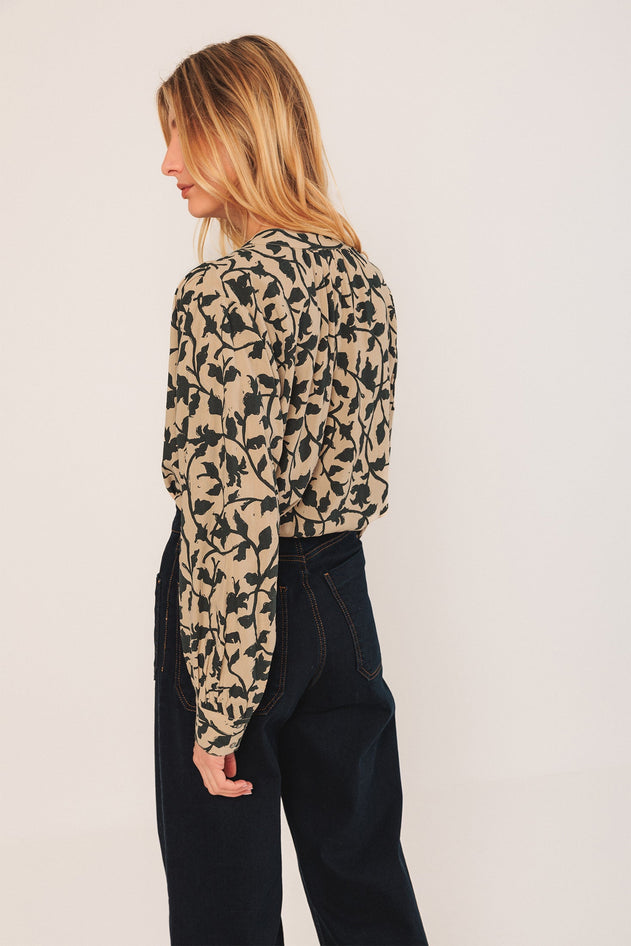 Mao Collar Blouse Beige