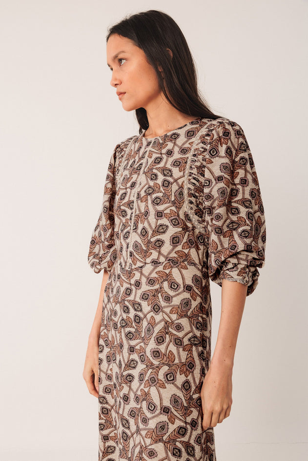 Crepe Cotton Dress Beige