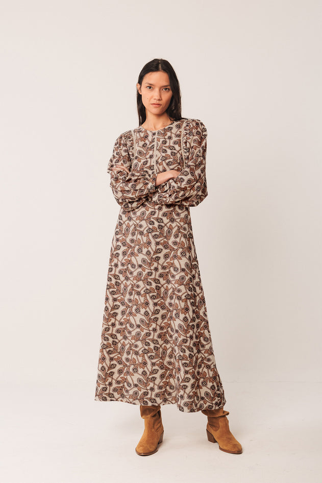 Crepe Cotton Dress Beige
