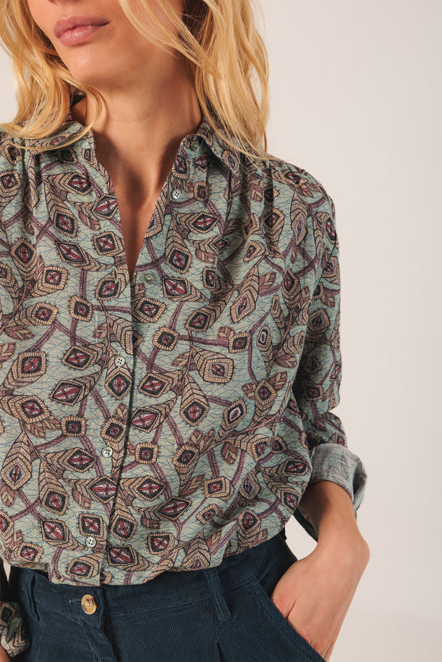 Crepe Cotton Shirt Blue