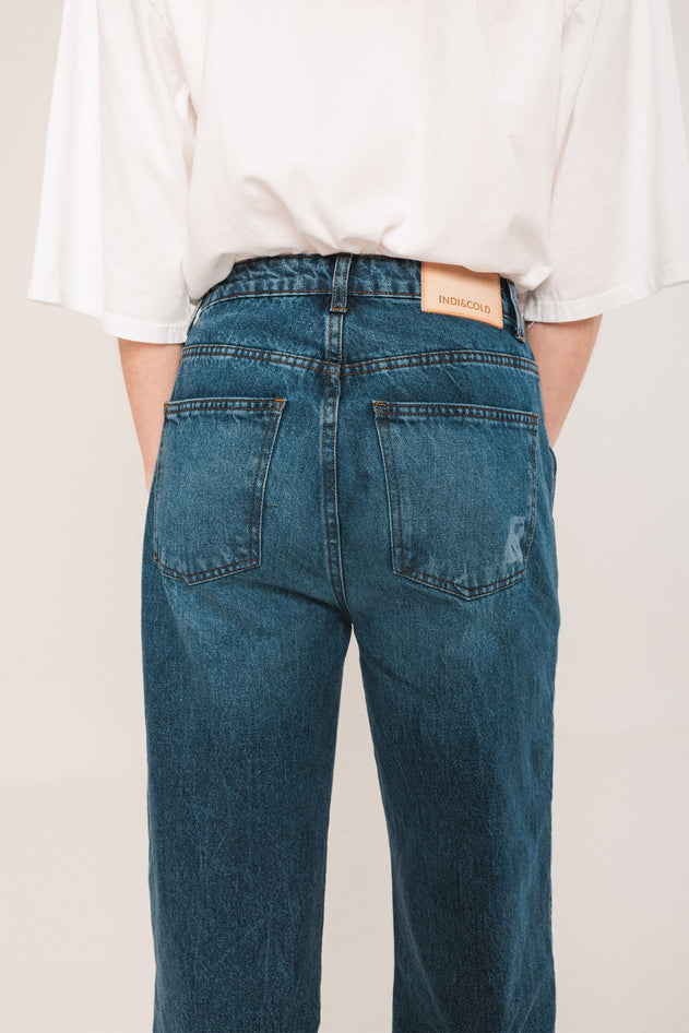 Washed Denim Pants Blue