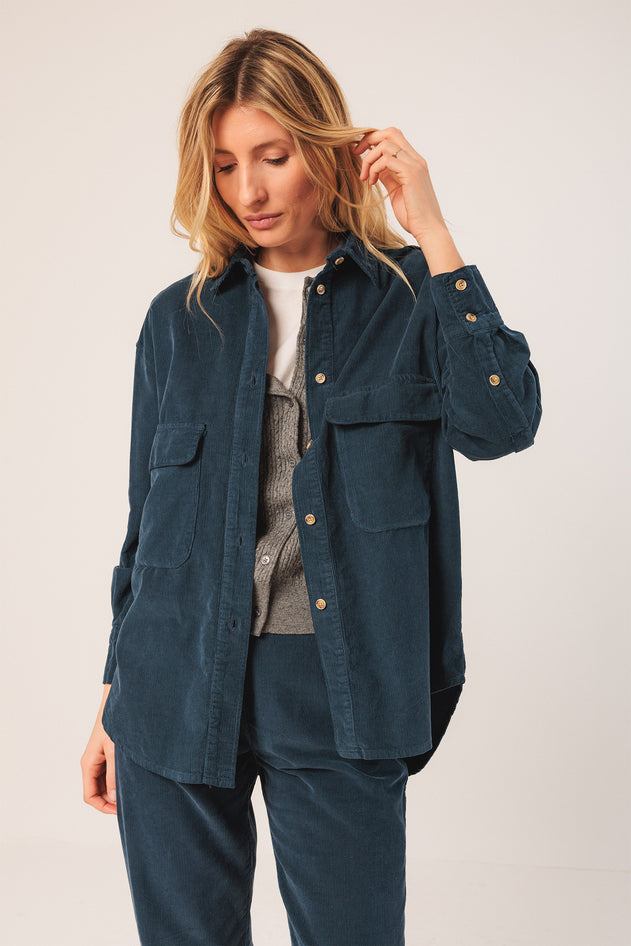 Cotton Corduroy Shirt Blue