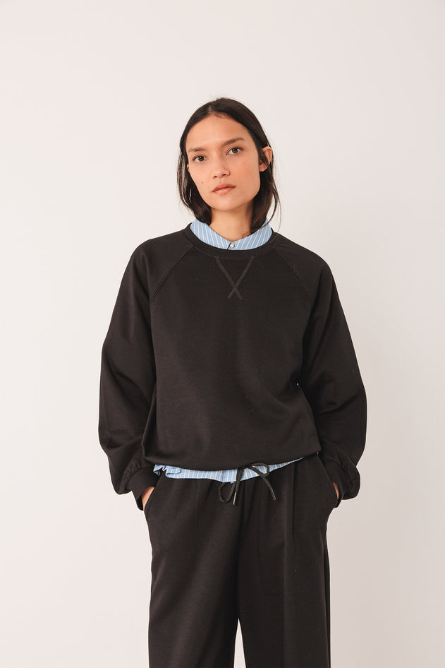 Adjustable-Waist Sweatshirt Black