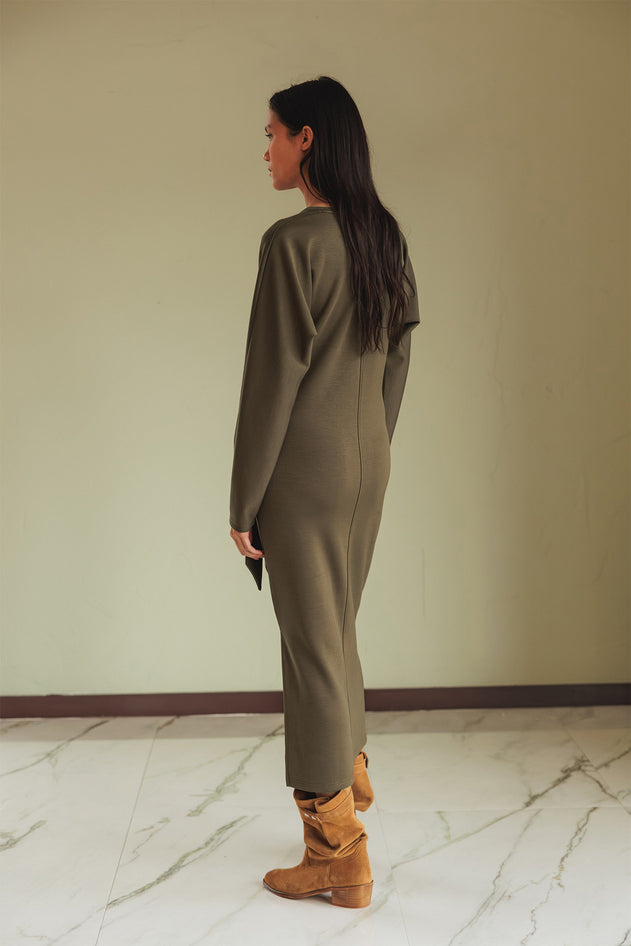 Knotted Knit Dress Green