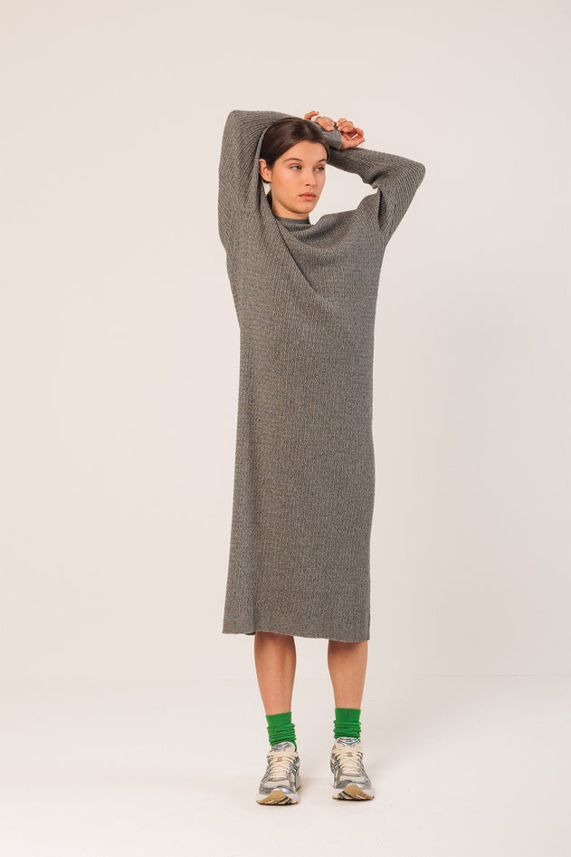 Wide Cable Knit Dress Grey
