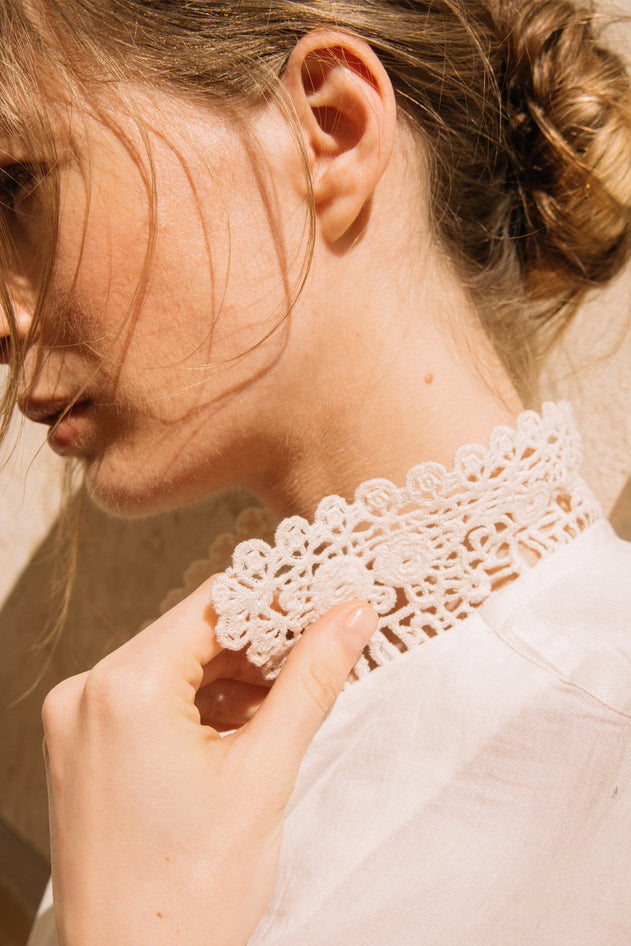 Crochet Patch Shirt White