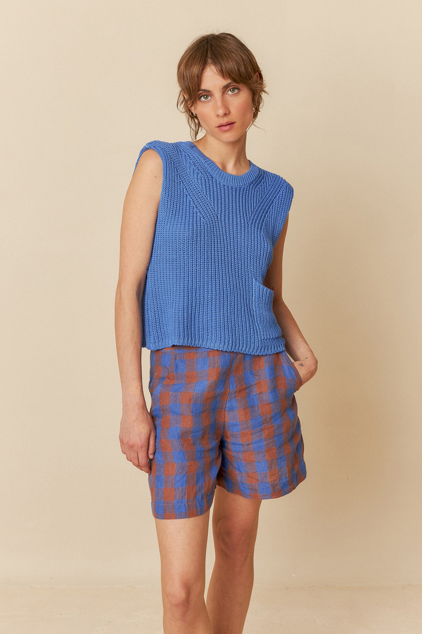 English Rib Knit Vest Klein Blue