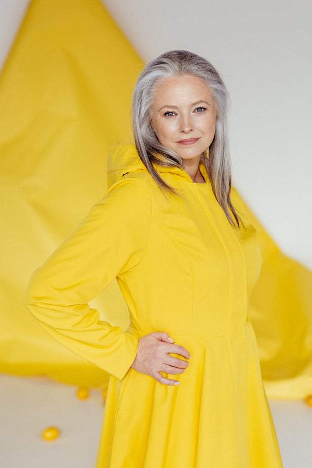 Fit and Flare Raincoat with Full Circle Hem Yellow Sun