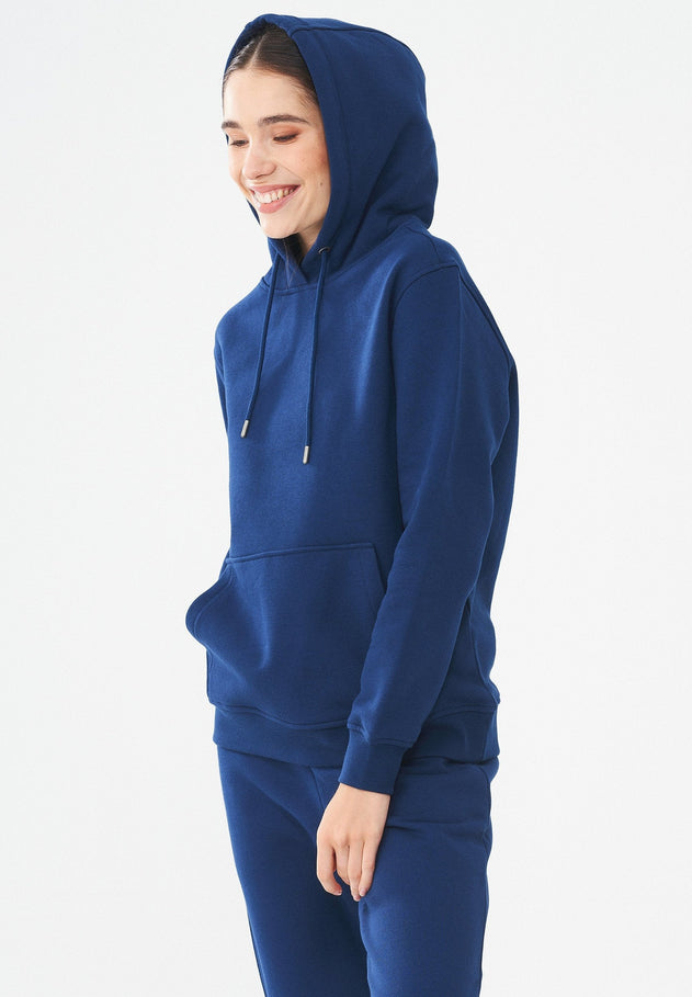 Women's Organic Cotton Hoodie With Kangaroo Pocket Navy