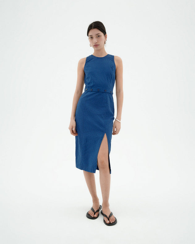 Wila Dress Seersucker Cobalt Blue