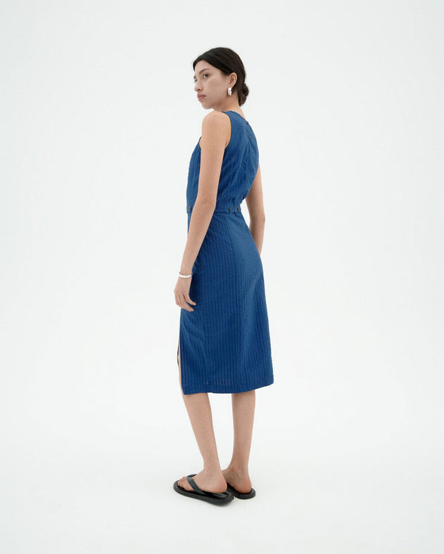 Wila Dress Seersucker Cobalt Blue