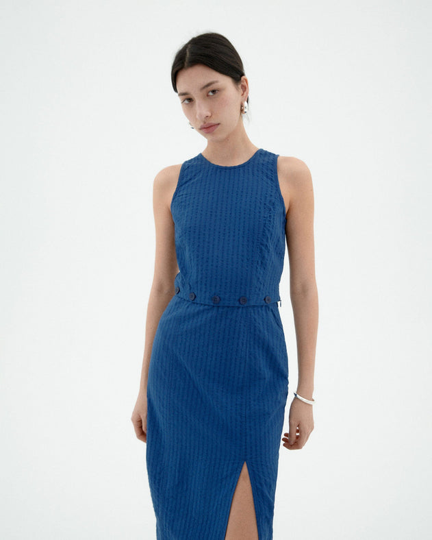 Wila Dress Seersucker Cobalt Blue