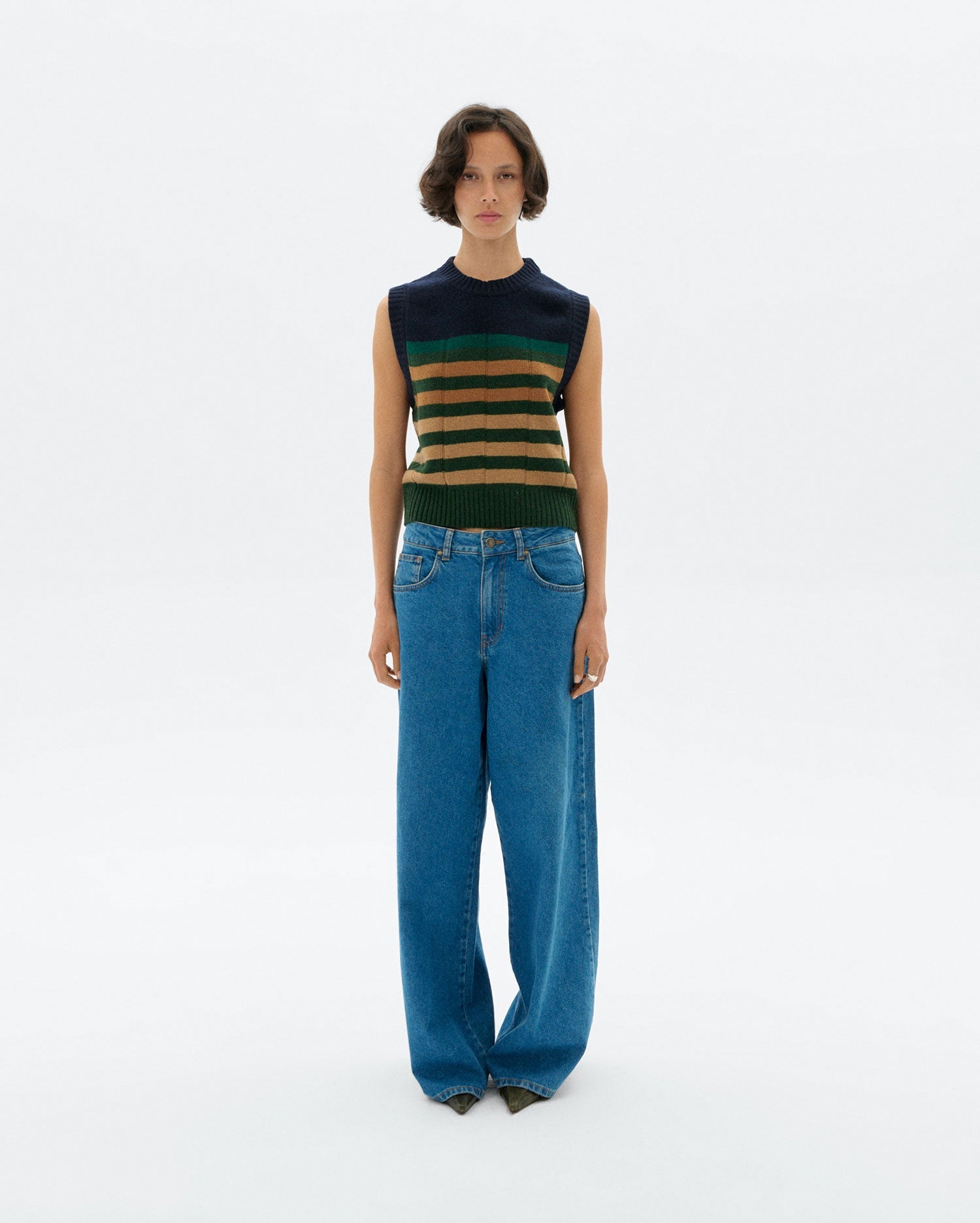 Sherry Vest Knitted Wool Yellow Striped