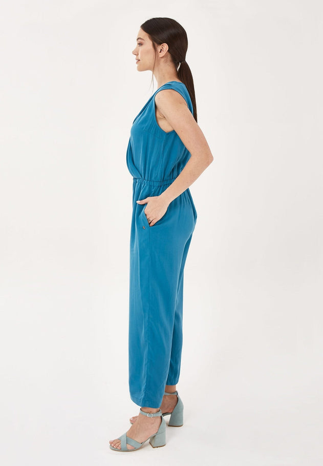 V-Neck Lyocell Jumpsuit Ocean