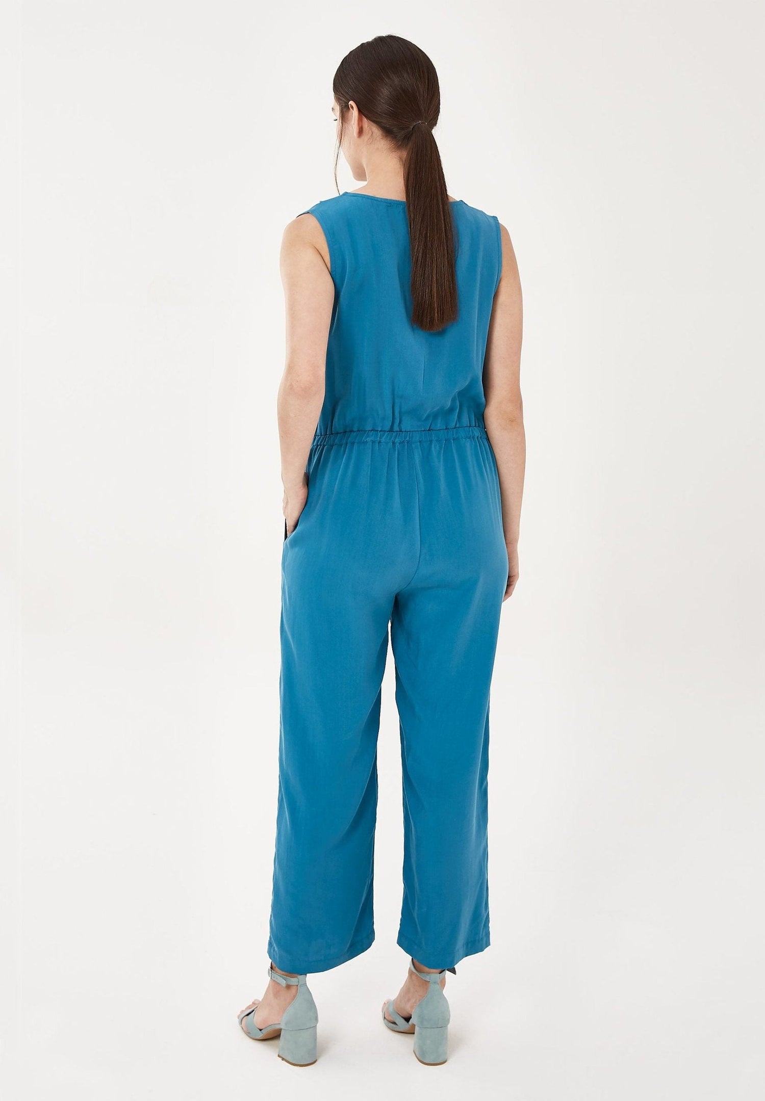 V-Neck Lyocell Jumpsuit Ocean