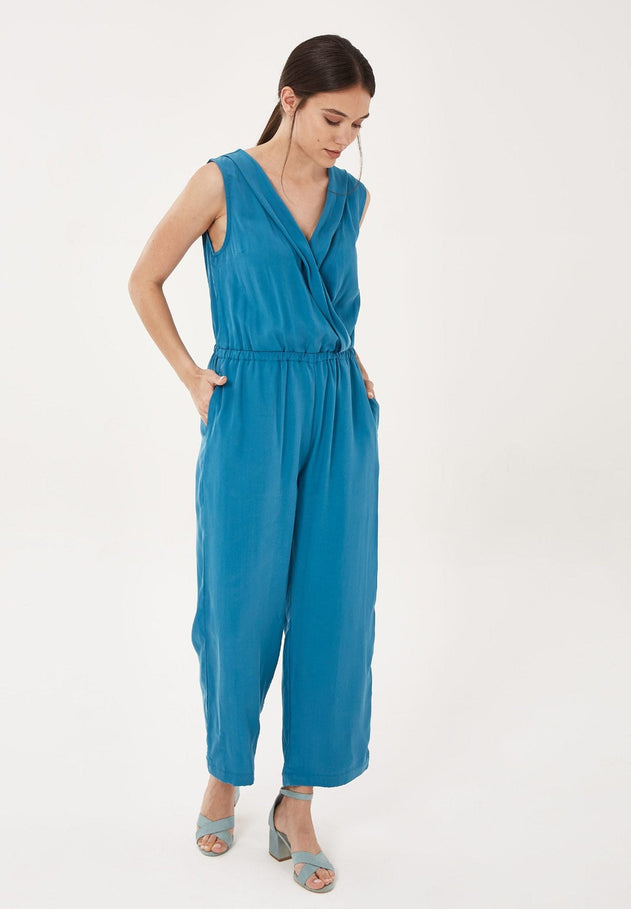 V-Neck Lyocell Jumpsuit Ocean