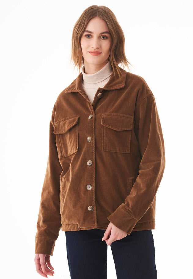 Women's Corduroy Jacket With Teddy Lining Camel
