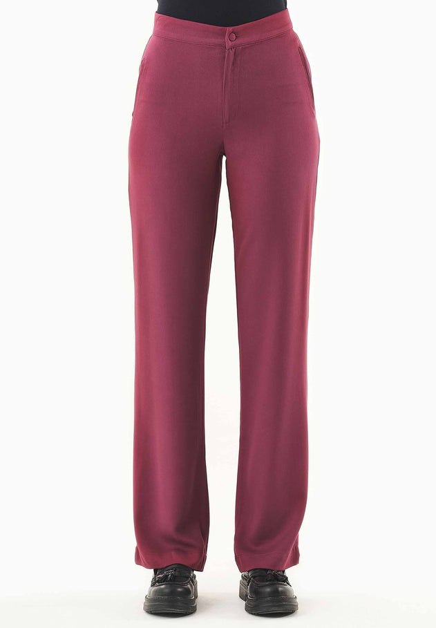 Women's Regular Fit Viscose Pants Wine