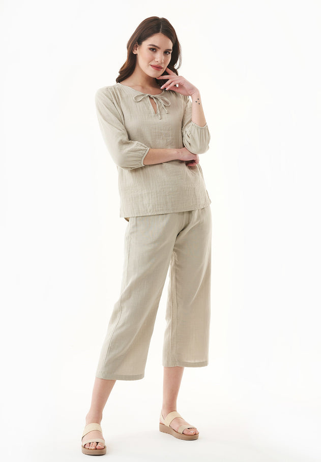 Organic Cotton Culottes Green Tint