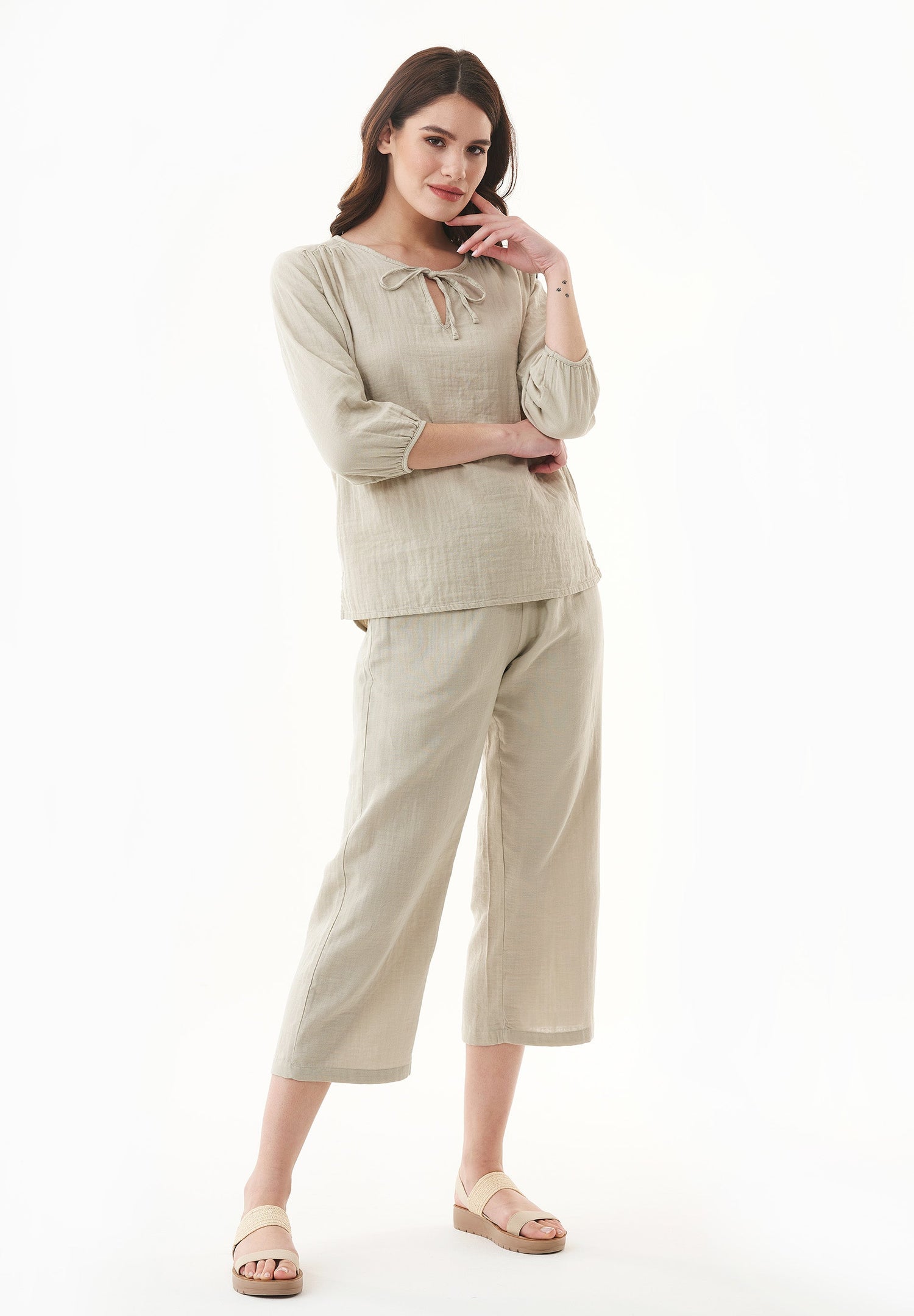 Organic Cotton Culottes Green Tint