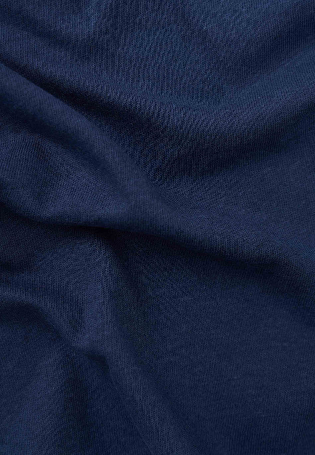 Belted Linen Blend Jersey Dress Navy