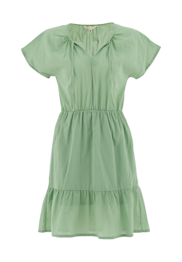 Organic Cotton Voile Tiered Dress Matcha Green