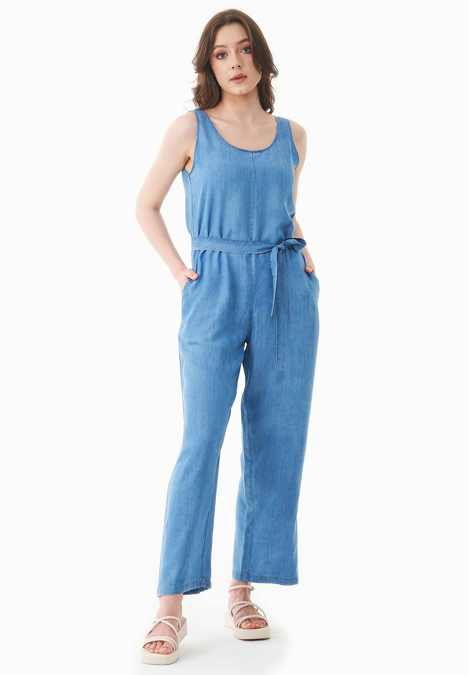 Lyocell Denim Jumpsuit Light Blue