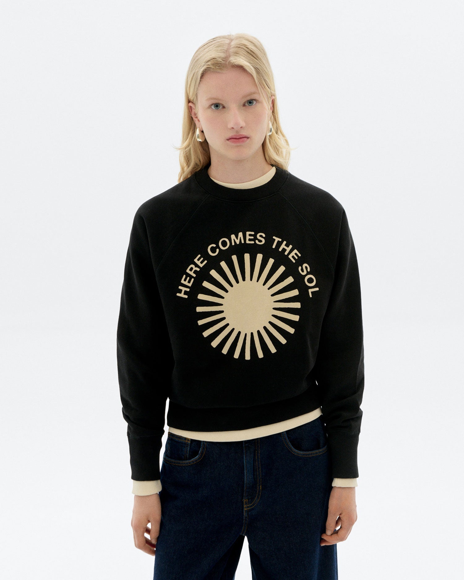 Bonnie Sweatshirt Black Retro Ecru Sun