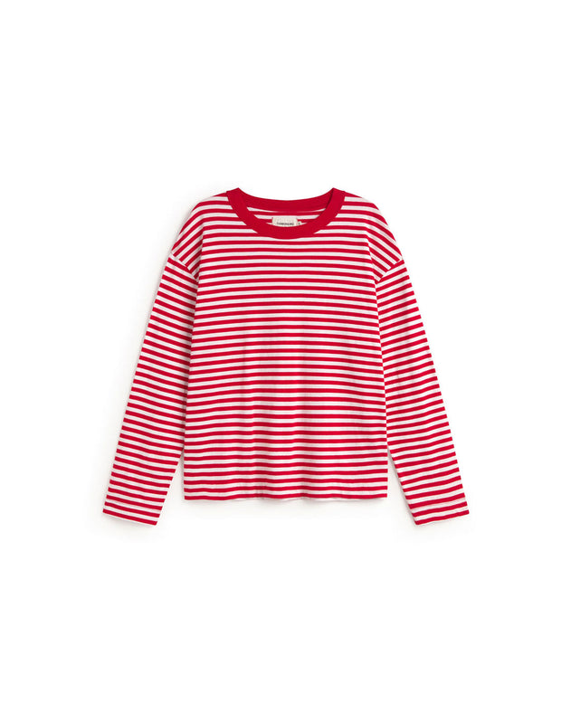 Emily R Long Sleeve Striped T-Shirt Red/White