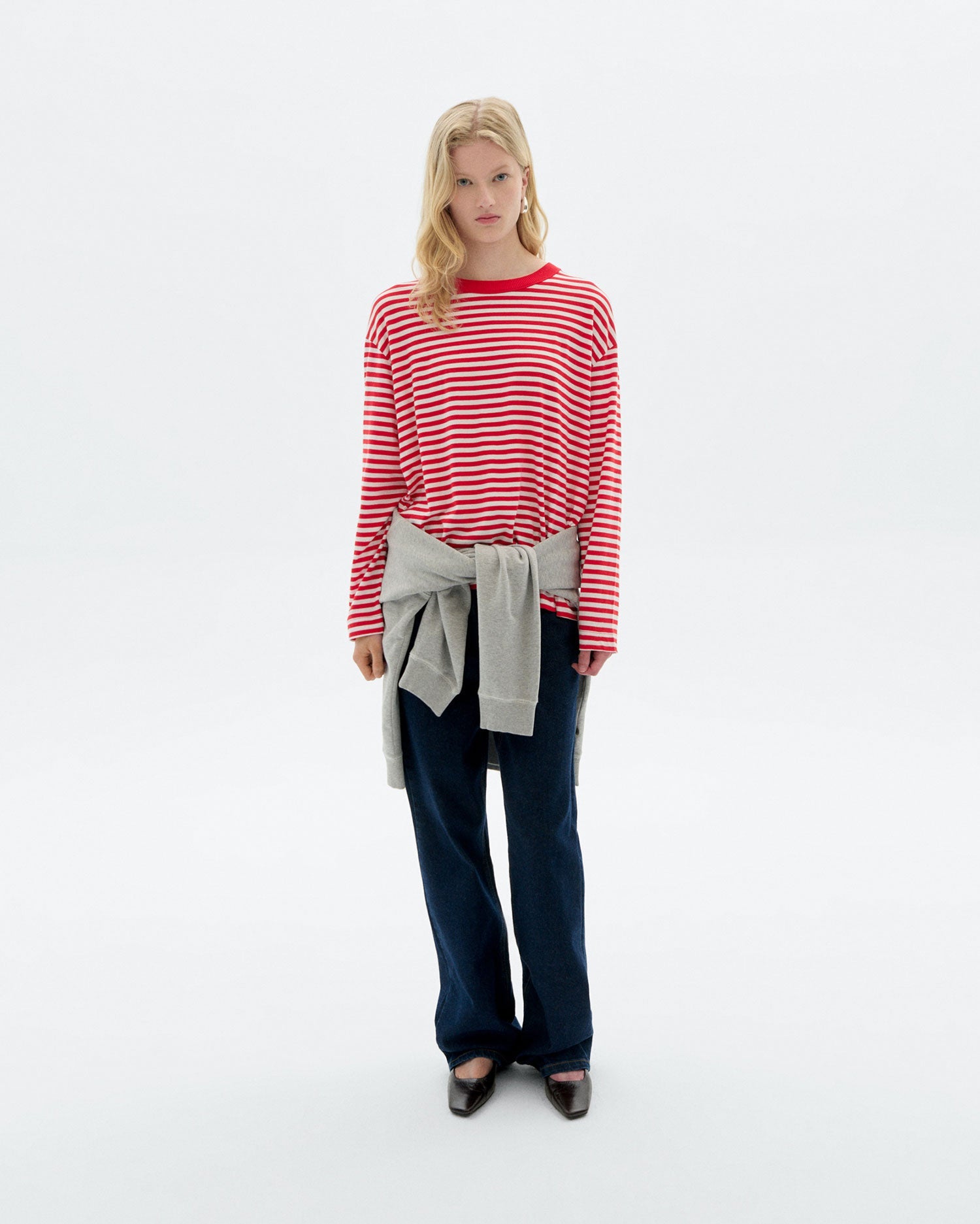 Emily R Long Sleeve Striped T-Shirt Red/White