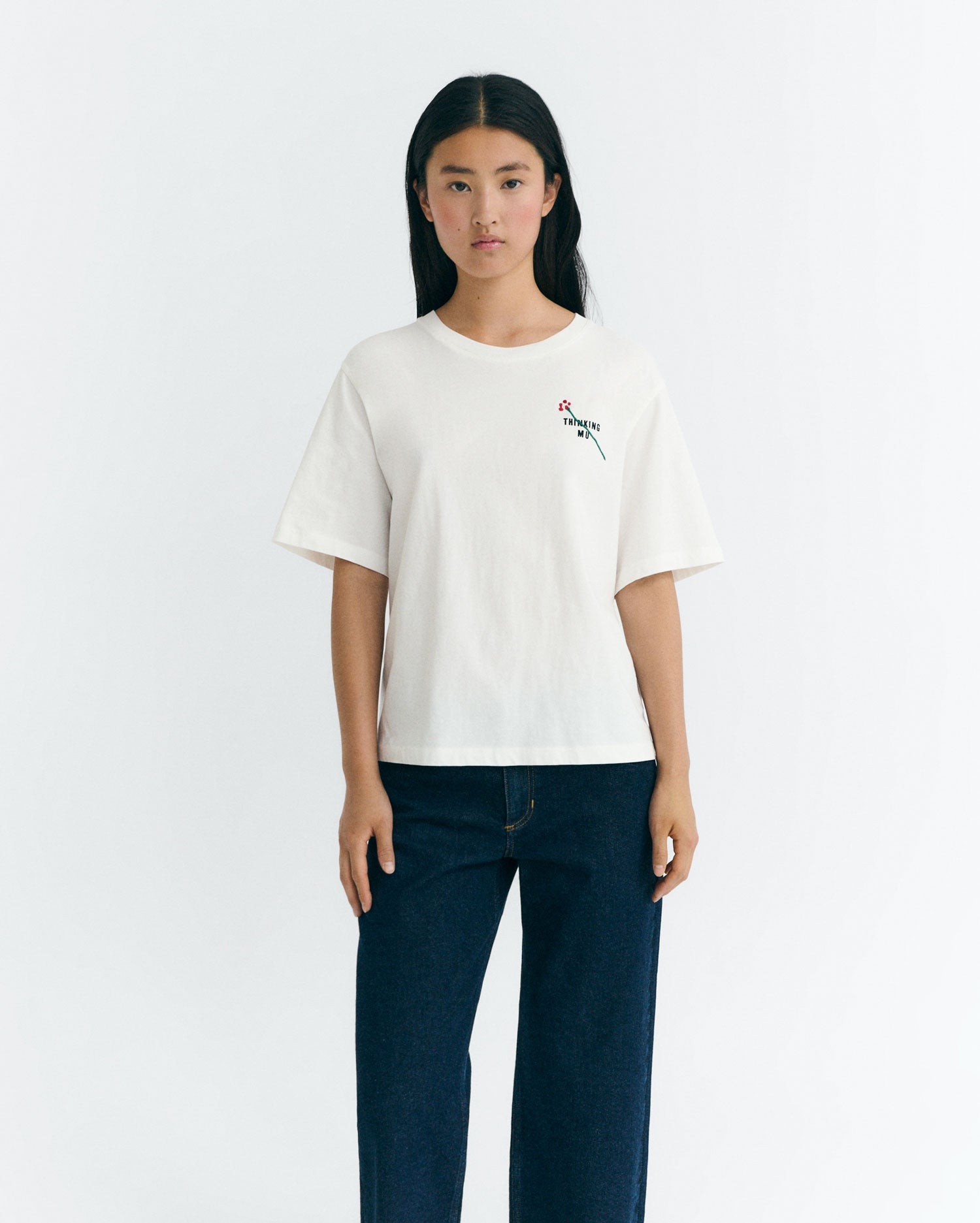 Lucia T-Shirt Embroidered Flor TM White