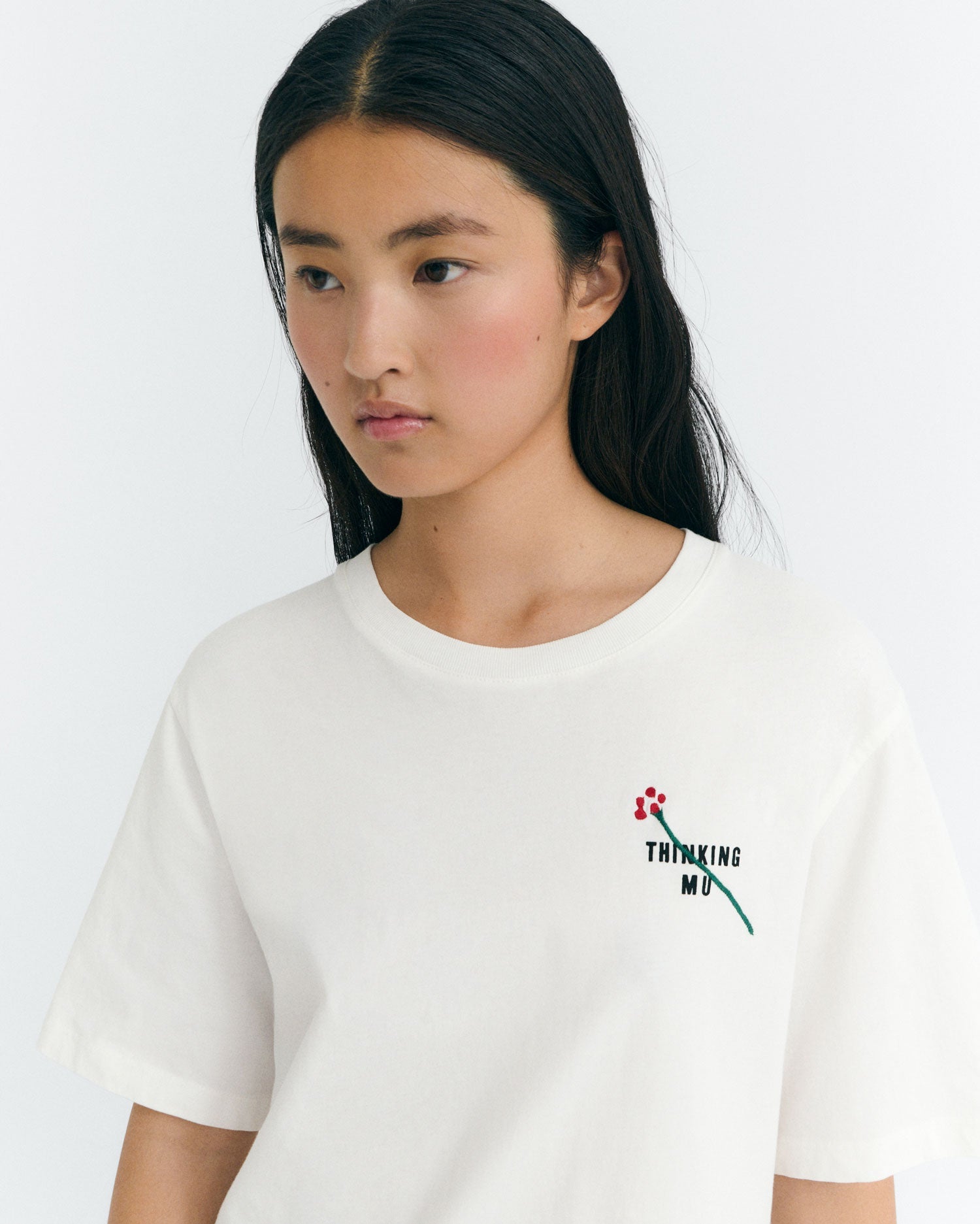 Lucia T-Shirt Embroidered Flor TM White