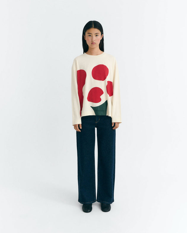 Emily Long Sleeve T-Shirt White Flower