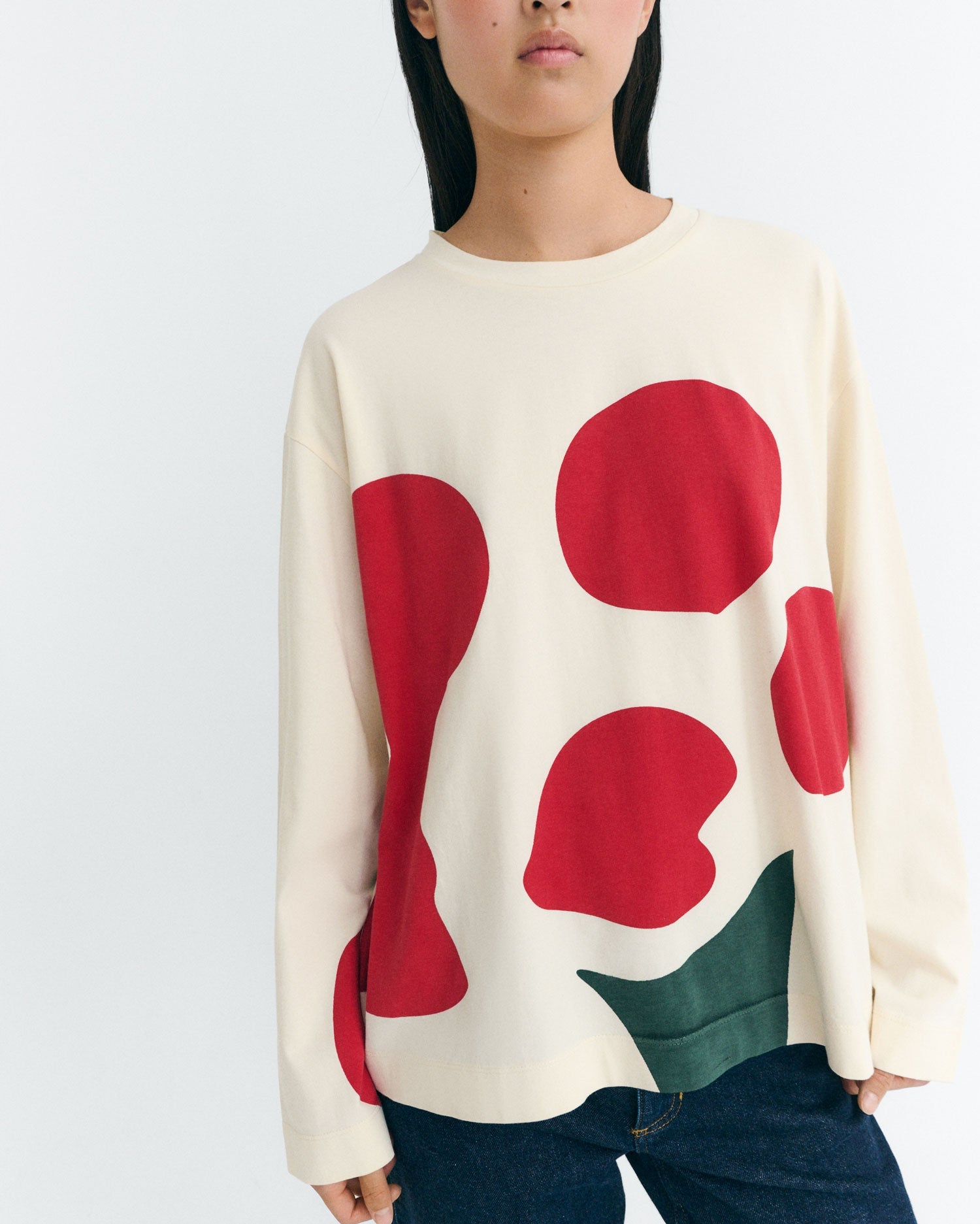 Emily Long Sleeve T-Shirt White Flower