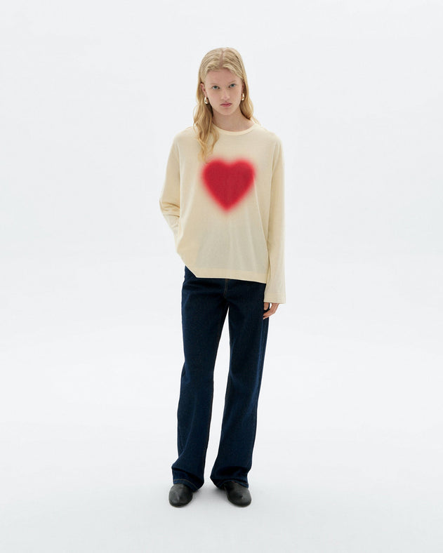 Emily Long Sleeve T-Shirt Blurry Heart White