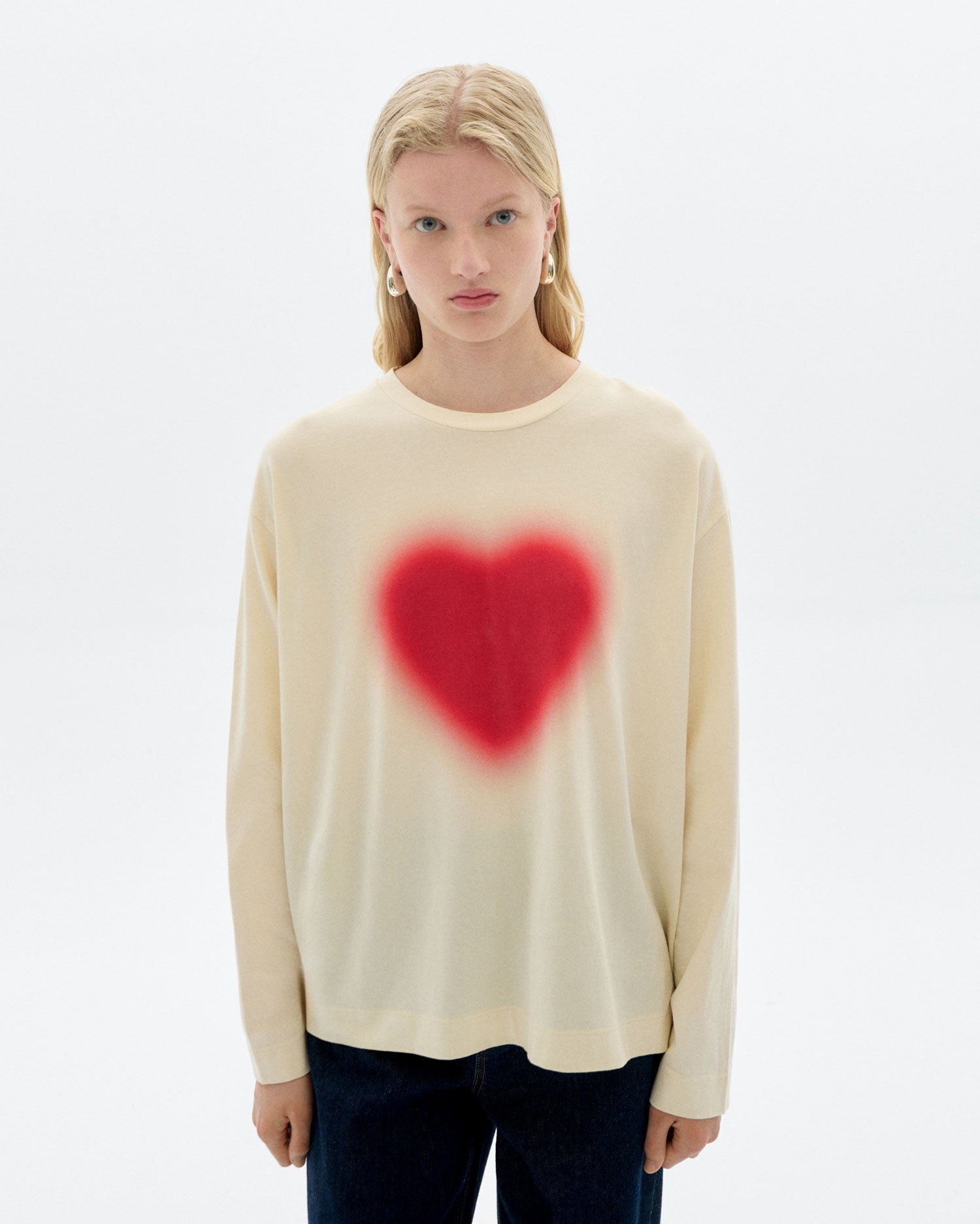 Emily Long Sleeve T-Shirt Blurry Heart White