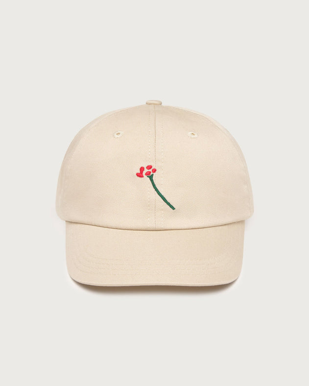 Chris Cap Embroidered Flower TM White