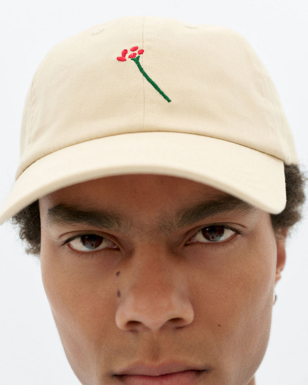 Chris Cap Embroidered Flower TM White