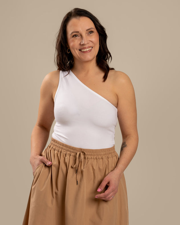 One-Shoulder Top White