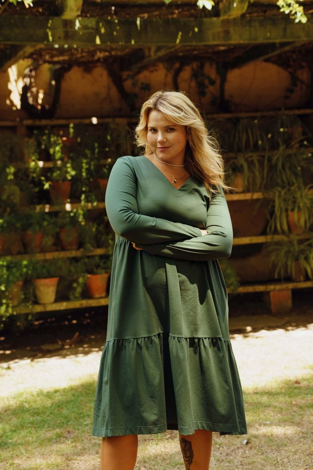 Amélie Layered Dress Evergreen - IVALO.COM